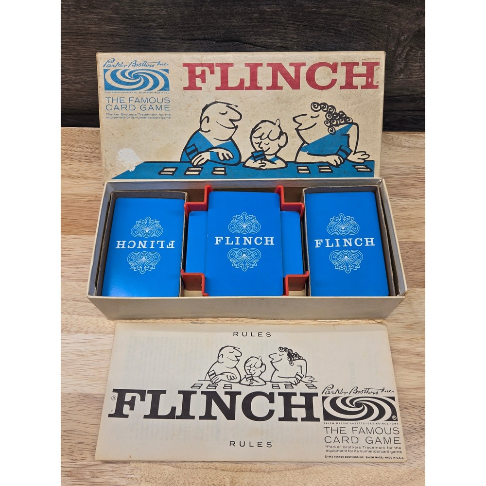 Vintage 1963 Flinch Card Game Parker Brothers Original Box and Rules Retro Game